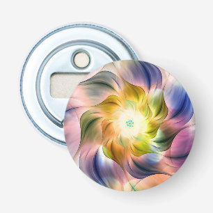 Farbenfrohe Flamme-Fraktal-Blume Flaschenöffner