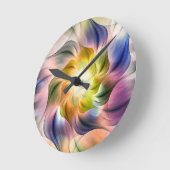 Farbenfrohe Flamme-Fraktal-Blume Runde Wanduhr (Winkel)