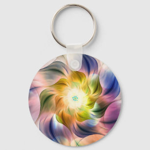 Farbenfrohe Flamme-Fraktal-Blume Schlüsselanhänger