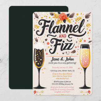 Farbenfrohe Flannel und Fizz Bubbly Drinks Party Einladung