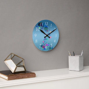 Farbenfrohe Flecken Runde Wanduhr