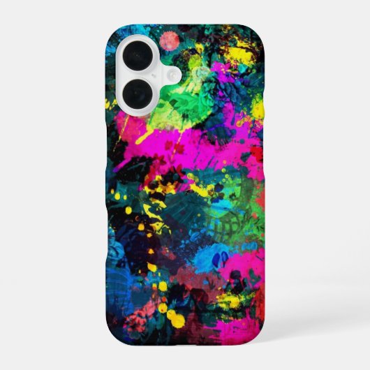 Farbenfrohe Fleckenkunst iPhone 16 Hülle (Rückseite)