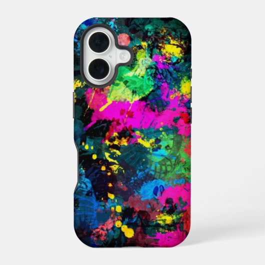Farbenfrohe Fleckenkunst iPhone 16 Hülle (Rückseite)