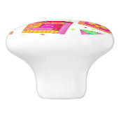 Farbenfrohe Flickwerk Block Kunst im Weißen Keramikknauf (Seitenansicht)