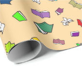 Farbenfrohe Fliegenbücher - Wrapping Paper Geschenkpapier (Rolleneckpunkt)