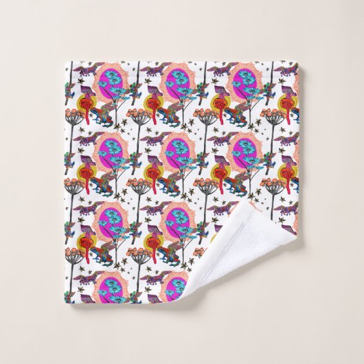 Farbenfrohe Fliegende Frösche Badhandtuch Set (Waschlappen)