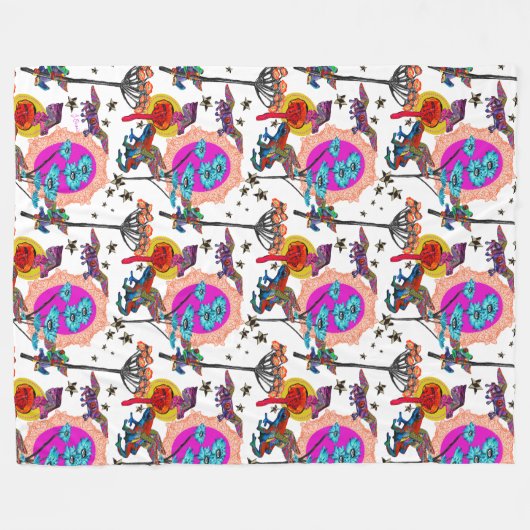 Farbenfrohe Fliegende Frösche Fleecedecke (Vorderseite (Horizontal))