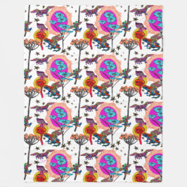 Farbenfrohe Fliegende Frösche Fleecedecke