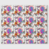 Farbenfrohe Fliegende Frösche Geschenkpapier (Flach)