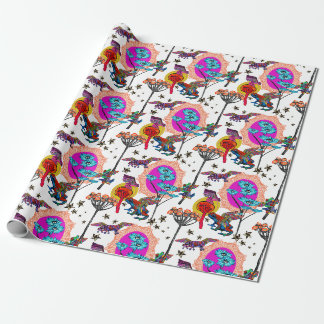 Farbenfrohe Fliegende Frösche Geschenkpapier