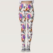 Farbenfrohe Fliegende Frösche Leggings (Vorderseite)