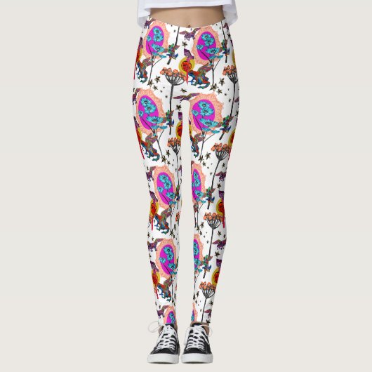 Farbenfrohe Fliegende Frösche Leggings (Vorderseite)
