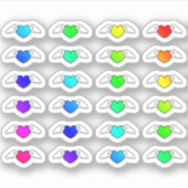 Farbenfrohe Fliegenherzen, winziges Herz mit Flüge Aufkleber (Vorderseite)