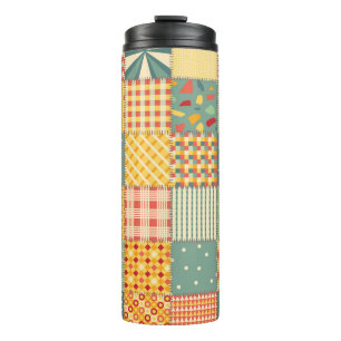 Farbenfrohe Fliesen: abstrakte nahtlose Ornamente. Thermosbecher