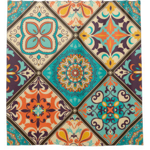 Farbenfrohe Fliesen aus Fliesen: islamische Motive Duschvorhang