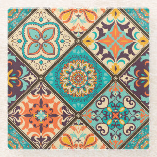 Farbenfrohe Fliesen aus Fliesen: islamische Motive Glasuntersetzer