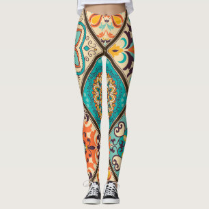 Farbenfrohe Fliesen aus Fliesen: islamische Motive Leggings