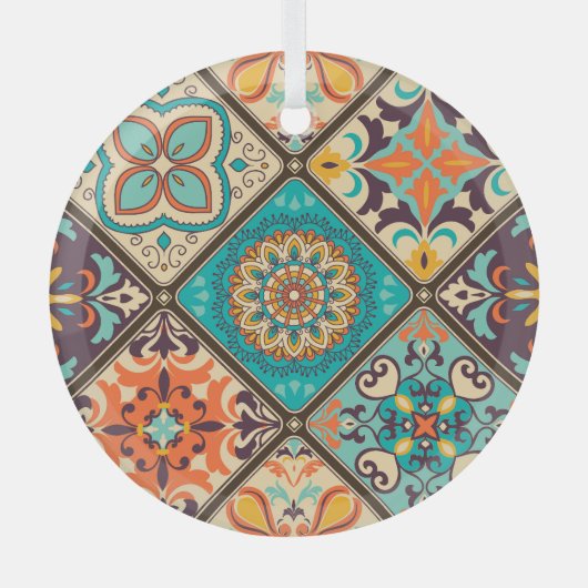 Farbenfrohe Fliesen aus Fliesen: islamische Motive Ornament Aus Glas (Vorderseite)