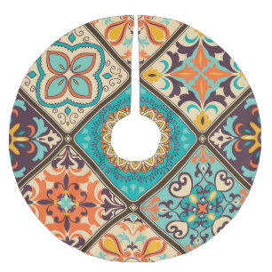 Farbenfrohe Fliesen aus Fliesen: islamische Motive Polyester Weihnachtsbaumdecke