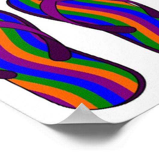 Farbenfrohe Flip Flops am Strand Poster (Ecke)