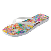 Farbenfrohe Flip Flops im Blumendesign Badesandalen (Schrägansicht)