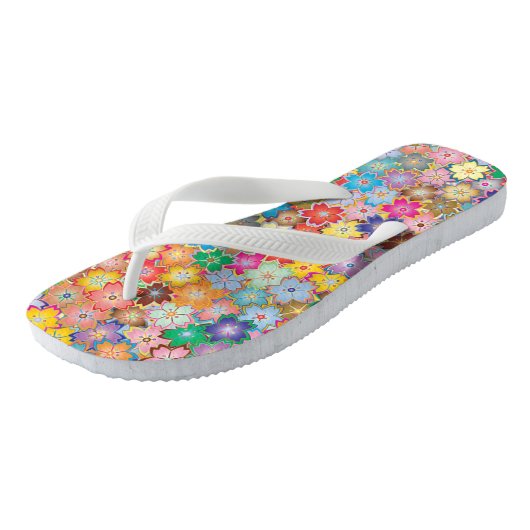 Farbenfrohe Flip Flops im Blumendesign Badesandalen (Schrägansicht)