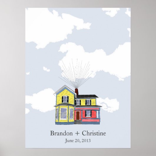 Farbenfrohe Floating Zuhause Fingerprint Gästebuch (Vorne)