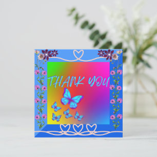 Farbenfrohe Flora Boho Gradient Flat Danke Karte