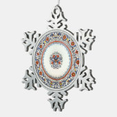 Farbenfrohe Flora Italien Art Antico Deruta Schneeflocken Zinn-Ornament (Rechts)