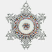Farbenfrohe Flora Italien Art Antico Deruta Schneeflocken Zinn-Ornament (Vorderseite)