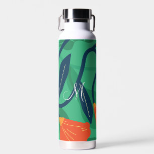 Farbenfrohe Flora und Folies mit Gelb auf Grün Trinkflasche