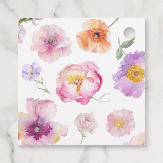 Farbenfrohe Flora Vielen Dank Geschenkanhänger (Rückseite)