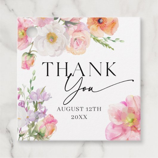 Farbenfrohe Flora Vielen Dank Geschenkanhänger (Vorderseite)