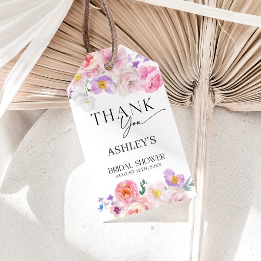 Farbenfrohe Flora Vielen Dank Geschenkanhänger