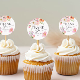 Farbenfrohe Flora Vielen Dank Runder Aufkleber