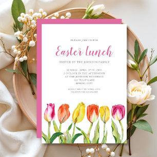 Farbenfrohe Flora Wasserfarbe Tulip Ostern Mittage Einladung