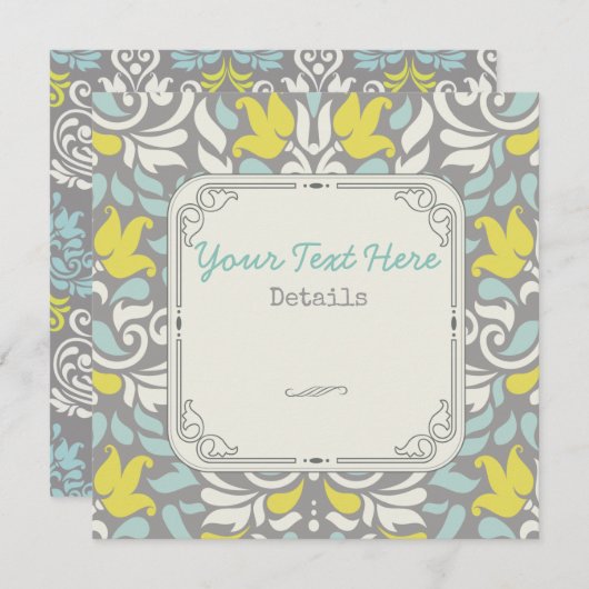 Farbenfrohe Floral Damask Save The Date (Vorne/Hinten)