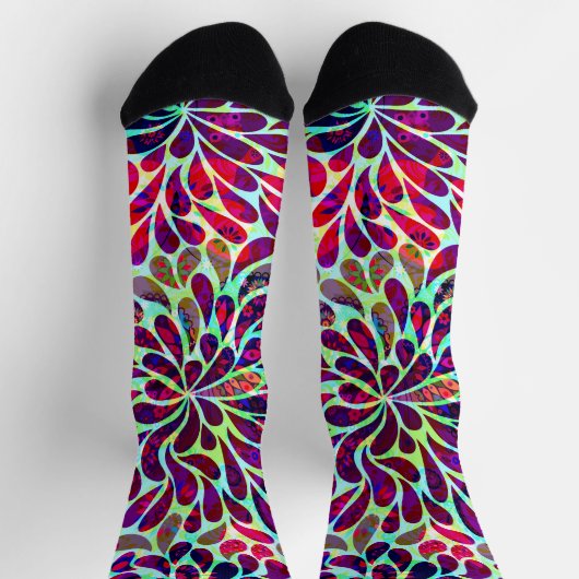 Farbenfrohe Floral Damask Socken (Oben)