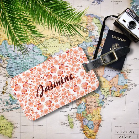 Farbenfrohe floral Lehenga Muster Custom Monogram Gepäckanhänger