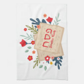 Farbenfrohe Floral Matzah Hebrew Pesach Pessach Geschirrtuch (Vertikal)