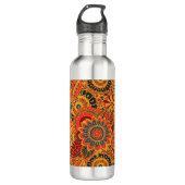 Farbenfrohe floral Mehndi Paisley Bootar Folk Must Edelstahlflasche (Vorderseite)