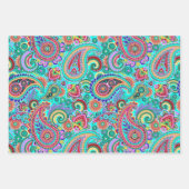 Farbenfrohe Floral Paisley Geschenkpapier Set (Vorderseite 3)
