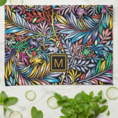 Farbenfrohe Floral Square Monogram Küchentuch (Gefaltet)