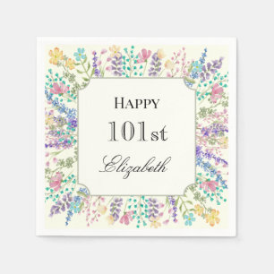 Farbenfrohe Florale 101. Geburtstagsserviette Serviette