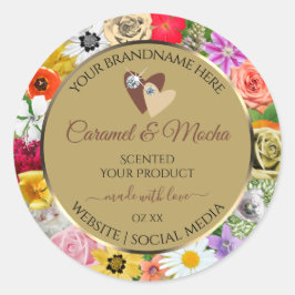 Farbenfrohe florale Beige Produktetiketten erhitze Runder Aufkleber