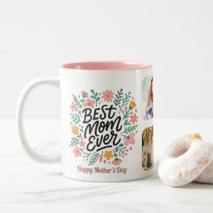 Farbenfrohe florale Beste Mama je Foto Grip Keepak Zweifarbige Tasse