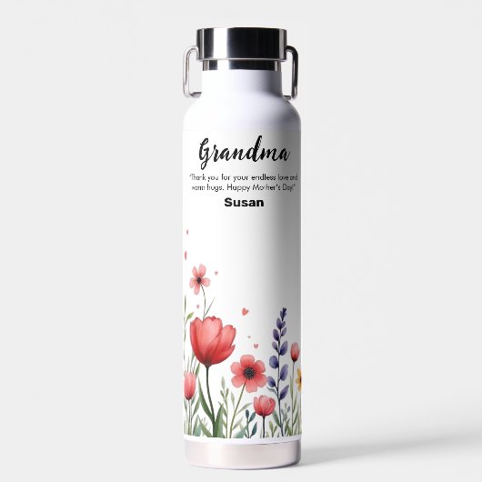 Farbenfrohe florale Blume Fröhliche Mutter Wasserf Trinkflasche (Vorne)