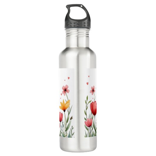 Farbenfrohe florale Blume glückliche Mütter geben Edelstahlflasche (Rückseite)