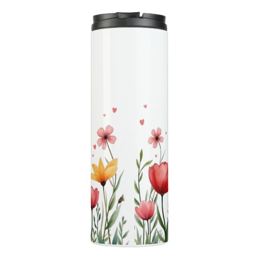 Farbenfrohe florale Blume glückliche Mütter geben Thermosbecher (Rückseite)