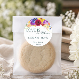 Farbenfrohe florale Brautdusche Runder Aufkleber